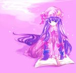  book hair_ribbon hat hat_ribbon long_hair mako makochan patchouli_knowledge purple_eyes purple_hair ribbon touhou very_long_hair violet_eyes 