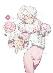  1boy cookie cookie_run cookie_run:_ovenbreak cookie_run_ovenbreak pink pink_clothes pink_eyes rose tagme whipped_cream_cookie white_clothes white_hair 