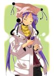  amaa_(chou_dennou_jidai) closed_eyes coat hat headphones hiiragi_kagami lucky_star purple_hair turtleneck twintails 