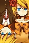  bad_id blonde_hair blue_eyes flower formal kagamine_len kagamine_rin kusa rose roses serious siblings twins vocaloid 