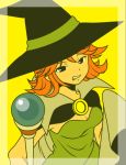  black_eyes cape demerin dragon_quest dragon_quest_iii dress hat lowres mage_(dq3) orange_hair short_hair wand witch witch_hat 