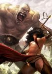  battle beast black_hair breasts dcwj epic highres monster panties sideboob underwear weapon 