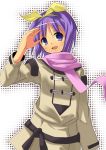  amaa_(chou_dennou_jidai) blue_eyes coat hiiragi_tsukasa lucky_star purple_hair ribbon ribbons scarf short_hair 