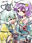  bird bird_on_head birds bonding bow cat eyes family hairband happy heart heart_of_string hearts kaenbyou_rin kaenbyou_rin_(cat) komeiji_koishi komeiji_satori multi_tail multiple_tails myama petting purple_hair red_eyes reiuji_utsuho reiuji_utsuho_(bird) ribbon ribbons silver_hair smile tail tail_ribbon touhou 