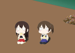 akagi_(kantai_collection) eating kaga_(kantai_collection) kantai_collection kinoko_(benitengudake) long_hair multiple_girls