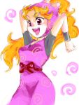  bow happy ninja orange_hair pink_eyes ponytail rakudai_ninja_rantarou smile 