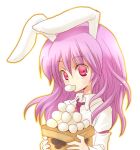  bunny_ears eating food girotin_ginza long_hair mochi necktie pink_eyes pink_hair rabbit_ears reisen_udongein_inaba touhou wagashi 