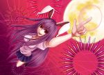  bad_id breasts bullet bunny_ears danmaku highres long_hair nonoko perspective pointing purple_hair rabbit_ears red_eyes reisen_udongein_inaba skirt touhou very_long_hair yuuka_nonoko 