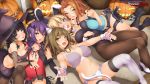  5girls animal_ears bell bell_collar bra breasts bunny_girl cat_ears cat_girl cleavage collar cosplay gun halloween handgun hat holstered_weapon jack-o&#039;-lantern jill_valentine jill_valentine_(cosplay) kopianget lingerie miniskirt multiple_girls negligee_(game) panties pumpkin rabbit_ears skirt underwear vampire_costume weapon witch witch_hat 