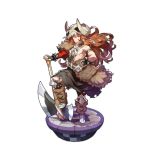  1boy axe boots brown_eyes brown_hair dragalia_lost erik_(dragalia_lost) facepaint holding holding_weapon long_hair looking_at_viewer non-web_source official_art skull_mask spiked_armlet weapon 