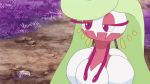  2girls animated animated_gif blush cookie creatures_(company) eating food game_freak gen_7_pokemon green_eyes green_hair mallow_(pokemon) multiple_girls nintendo pokemon pokemon_(anime) pokemon_sm_(anime) tsareena violet_eyes 