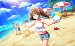  blush brown_hair green_eyes idolmaster idolmaster_side-m idolmaster_side-m_live_on_stage long_hair mizushima_saki smile swimsuit twintails 