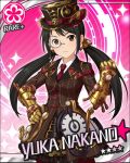  black_hair blush brown_eyes cap character_name dress idolmaster idolmaster_cinderella_girls long_hair nakano_yuka stars steampunk twintails 