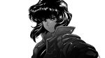  1girl bangs david_liu ghost_in_the_shell high_collar high_contrast highres jacket kusanagi_motoko looking_at_viewer portrait short_hair smile solo 