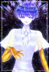  1other androgynous bangs blue_eyes blue_hair blunt_bangs colored_eyelashes crystal_hair esol_98 golden_arms heterochromia highres houseki_no_kuni looking_at_viewer necktie outstretched_hand phosphophyllite phosphophyllite_(ll) short_hair smile solo spoilers white_eyes white_skin 