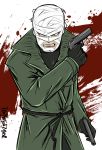  1boy artist_name bandage batman_(series) coat dc_comics gloves gun hush_(batman) male_focus solo teeth weapon white_background 