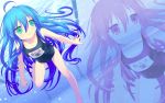  ahoge aqua_eyes blue_hair izumi_konata long_hair lucky_star one-piece_swimsuit photoshop pool school_swimsuit swimming swimsuit underwater wallpaper 