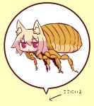  1girl animal animal_ear_fluff animal_ears bell bell_collar blonde_hair collar directional_arrow flea_(animal) fox_ears jingle_bell kemomimi-chan_(naga_u) long_hair naga_u original red_collar solo speech_bubble translated yellow_background 