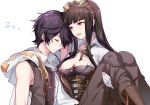  1boy 1girl :d ayer black_hair boots brother_and_sister brown_hair carrying gloves goggles goggles_on_head granblue_fantasy jessica_(granblue_fantasy) long_hair open_mouth pants princess_carry short_hair siblings smile white_gloves zzz 