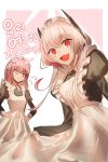  2girls alternate_costume annoyed apron commentary_request fang girls_frontline hair_ornament happy highlights highres korean korean_clothes m4_sopmod_ii_(girls_frontline) maid maid_apron maid_headdress multicolored_hair multiple_girls pink_hair st_ar-15_(girls_frontline) xanax025 