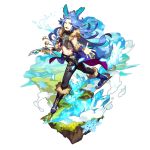  1boy animal_ears artist_request blue_eyes blue_hair dagger dragalia_lost fang grass ice ice_crystal ice_skates ice_skating looking_at_viewer non-web_source official_art one_eye_closed orsem rabbit_ears skates skating snowflakes star tail trail transparent_background weapon 