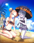  2boys 5girls :o abigail_williams_(fate/grand_order) anger_vein artist_name ass bare_arms bare_legs bare_shoulders barefoot beach beard bikini bird black_bikini black_footwear black_hair black_umbrella blonde_hair blue_jacket blue_pants blue_sky blush breasts brown_hair brown_shirt brown_shorts chicken closed_mouth clouds collarbone commentary_request day double_bun dress dress_swimsuit dutch_angle edward_teach_(fate/grand_order) emerald_float facial_hair fate/grand_order fate_(series) flying_sweatdrops hair_over_one_eye head_tilt heart highres holding holding_umbrella horizon jacket jeanne_d&#039;arc_(alter_swimsuit_berserker) jeanne_d&#039;arc_(fate)_(all) jeanne_d&#039;arc_(swimsuit_archer) kuzumochi_(kuzumochiya) lavinia_whateley_(fate/grand_order) leaning_forward long_hair mash_kyrielight medb_(fate)_(all) medb_(swimsuit_saber)_(fate) multiple_boys multiple_girls mustache navel ocean open_clothes open_jacket open_shirt out_of_frame outdoors pale_skin pants parted_lips pink_hair ponytail purple_hair revision robin_hood_(fate) sand sand_sculpture sandals shirt short_hair short_shorts short_sleeves shorts side_bun sidelocks signature silver_hair sitting sky small_breasts smile standing sun swimsuit swimsuit_of_perpetual_summer umbrella ushiwakamaru_(fate/grand_order) ushiwakamaru_(swimsuit_assassin)_(fate) very_long_hair violet_eyes wariza water whale white_dress white_shirt wide-eyed 