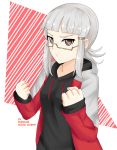  1girl absurdres amazon brown_eyes fate/grand_order fate_(series) fighting_stance highres penthesilea_(fate/grand_order) simple_background sweater white_hair 