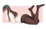  1girl alternate_costume black_hair glasses green_eyes hairband kantai_collection legs long_hair no_pants ooyodo_(kantai_collection) pantyhose solo yuuji_(and) 