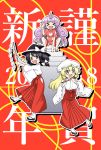  &gt;_&lt; :d chinese_zodiac commentary_request futa_(nabezoko) highres komano_aun maribel_hearn multiple_girls new_year open_mouth paw_pose pedestal purple_hair shirt short_hair short_sleeves shorts smile squatting tabi touhou translated usami_renko wide_sleeves xd year_of_the_dog yellow_eyes 