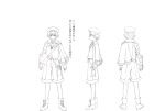  1boy boots capelet capri_pants character_sheet cross-laced_footwear from_behind full_body gauntlets hat highres karl_(senjuushi) lace-up_boots lineart majiro_(mazurka) male_focus military military_hat military_uniform monochrome multiple_views official_art pants senjuushi:_the_thousand_noble_musketeers single_gauntlet smile standing translation_request transparent_background turnaround uniform weapon 