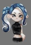  1girl act_(a_moso) agent_8 blue_eyes blue_hair closed_mouth groin long_hair long_sleeves looking_at_viewer lowres nintendo octoling side_ponytail single_bare_shoulder single_sleeve sleeveless smile solo splatoon splatoon_2 splatoon_2:_octo_expansion suction_cups tentacle_hair 