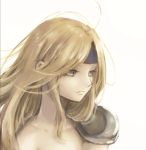  1girl blonde_hair blue_eyes blue_headband celes_chere closed_mouth final_fantasy final_fantasy_vi frown headband ichi_(pixiv6373491) long_hair shoulder_pads simple_background solo upper_body white_background 