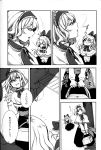  13_(spice!!) 1girl alice_margatroid bow capelet comic doll dress greyscale hair_bow headband highres long_hair long_sleeves monochrome neck_ribbon page_number ribbon shanghai_doll short_hair touhou translation_request 