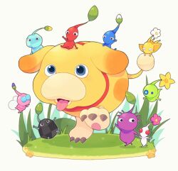  blue_pikmin glow_pikmin grass highres ice_pikmin mofupoyo no_humans otachi pikmin_(creature) pikmin_(series) pikmin_4 purple_pikmin red_pikmin rock_pikmin tongue tongue_out white_pikmin winged_pikmin yellow_pikmin 