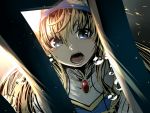  blonde_hair blue_eyes commentary crying crying_with_eyes_open decchi_oyabun goblin_slayer! hair_between_eyes hat long_hair open_mouth priestess_(goblin_slayer!) tears teeth 