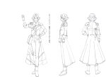  1boy armor bangs belt_pouch boots character_sheet coat epaulettes fingerless_gloves from_behind full_body gloves hand_on_hip hand_up knee_pads lineart majiro_(mazurka) male_focus military military_uniform monochrome multiple_views official_art parted_bangs pouch sakai_(senjuushi) senjuushi:_the_thousand_noble_musketeers short_hair shoulder_armor smile standing translation_request transparent_background turnaround uniform 