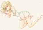  1girl blonde_hair breasts commentary_request dress green_eyes kingdom_hearts kingdom_hearts_ii long_hair looking_at_viewer namine punine solo white_dress 