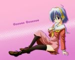  ayasaki_hayate blue_eyes blue_hair crossdressing crossdressinging hayate_no_gotoku! male school_uniform short_hair solo tears thigh-highs thighhighs trap wallpaper 