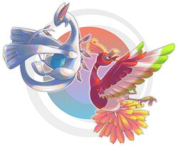  bird hinekure ho-oh lugia no_humans pokemon pokemon_(creature) pokemon_(game) pokemon_gsc wings 