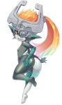  1girl ass fang glowing grin helmet imp long_hair looking_back midna orange_hair ponytail red_eyes sato3 smile solo the_legend_of_zelda twilight_princess yellow_sclera 