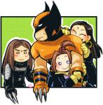  chibi earrings hair_bobbles hair_ornament hoop_earrings jewelry jubilee kitty_pryde lowres marvel o_o shadowcat wolverine x-23 x-men 