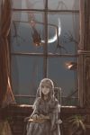  highres kyan-dog long_hair monster moon night reading window 