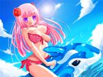  bikini breasts inflatable_dolphin kay large_breasts long_hair original pink_hair purple_eyes swimsuit violet_eyes water 