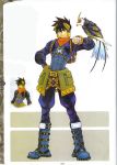  bird bird_on_arm grandia grandia_ii highres kanoe_youshi male ryudo scan skye_(grandia) skye_(grandia_ii) 