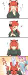  adjusting_hair animal_ears bangs blunt_bangs bow braid bust cat_ears comic extra_ears fang hair_bow hair_down hairband highres kaenbyou_rin komeiji_satori long_hair multiple_girls nishishi pink_hair pointy_ears red_eyes red_hair redhead short_hair slapping touhou translation_request twin_braids twintails 