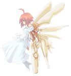  bare_shoulders blue_eyes born_freaks born_freaks! crossover dress mechanical_wings pink_hair saikano shibano_kaito short_hair transparent_background transparent_png uracil weapon wings 
