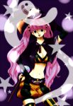  1girl ghost long_hair midriff miura one_piece perona pink_hair shorts thigh-highs thighhighs twintails 