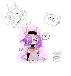  aqua_horns arknights book china_dress chinese_clothes colored_skin dragon_bubble_(arknights) dragon_girl dragon_horns dragon_tail dress dusk_(arknights) earrings eastern_dragon_tail eyeliner fiery_tail gradient_skin green_eyeliner green_horns highres holding holding_book horns jewelry jie_(arknights) makeup multicolored_hair non-web_source seal_script siblings smile streaked_hair tail tassel tassel_earrings yellow_hands 