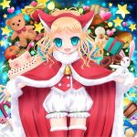  bad_id blonde_hair bloomers blue_eyes cake christmas food gift kay original pastry robe stuffed_animal stuffed_toy thigh-highs thighhighs 