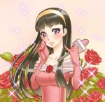  bad_id elbow_gloves flower gloves long_hair microphone persona persona_4 rose roses terumii 